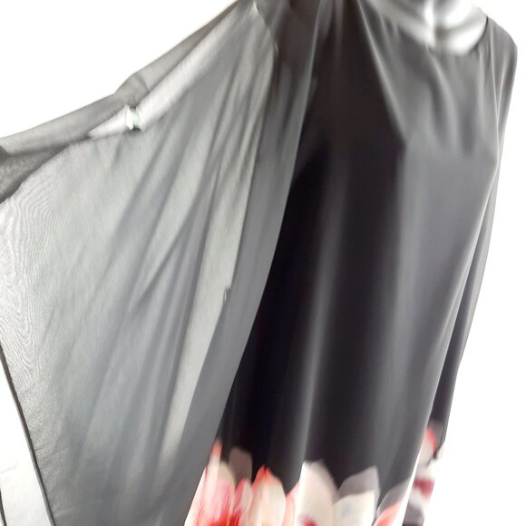 Plus Size 14 Elegant Sheer Floral  Party Tunic Midi Sheer  Dress (PP 21” ) - Picture 8 of 10